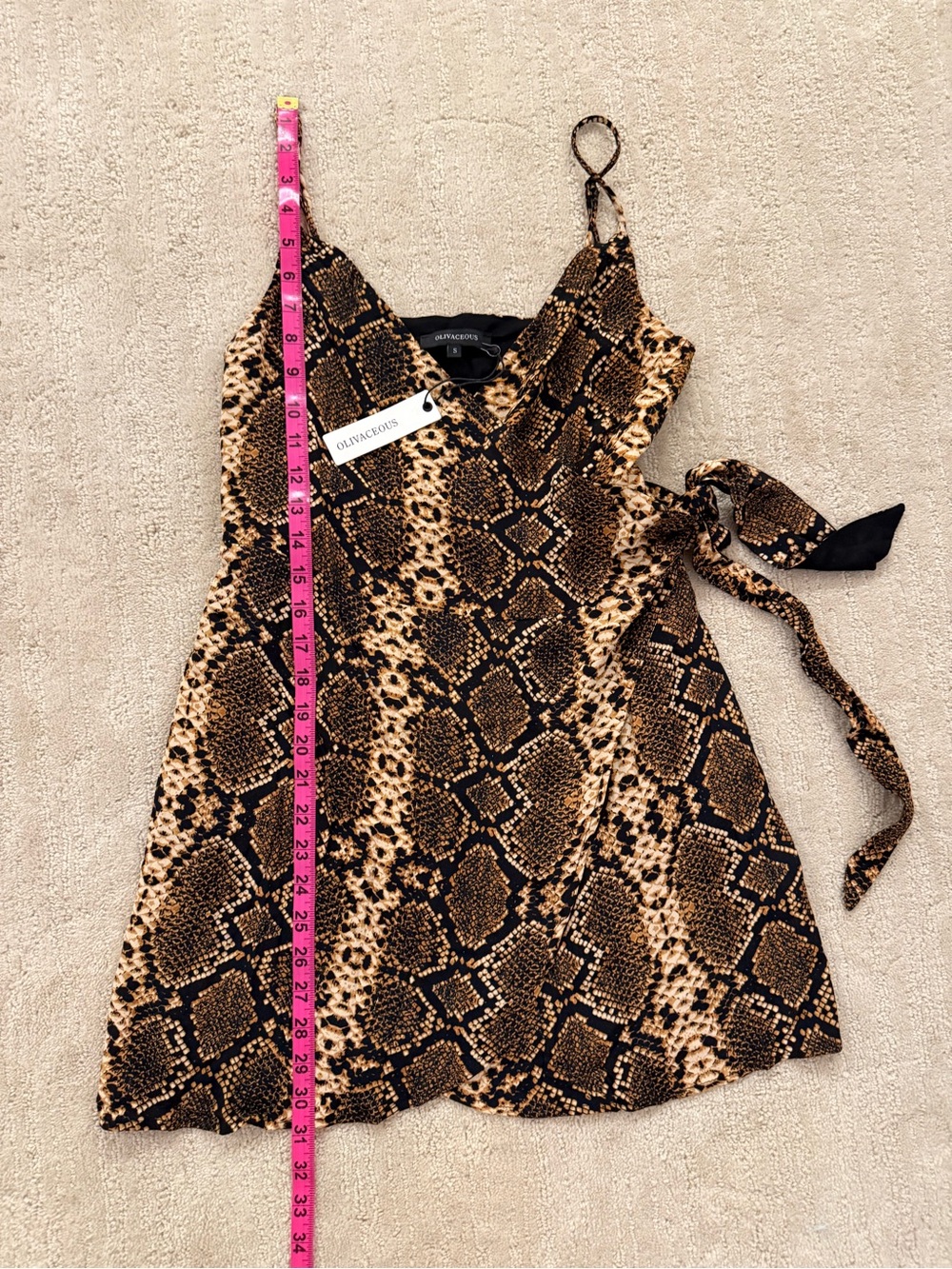 NWT Olivaceous Snake Print Wrap Mini Dress Side Tie S - Picture 12 of 12